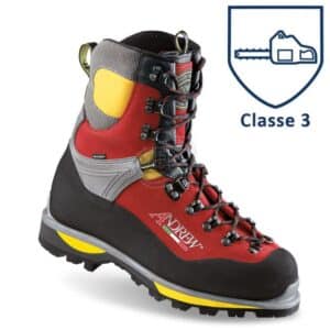 Chaussure de sécurité forestière extrèmement résistante dans les terrains rocheux ou enneigés